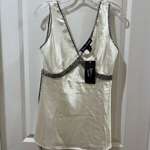 SUSAN LUCCI White Satin Pajama/Lounger. NWT. Size Small.